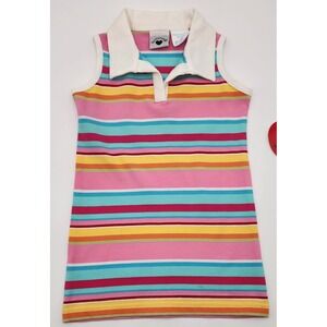 Hartstrings Sleeveless Polo Dress Kids 3T Pink Multi Stripes NWT Preppy